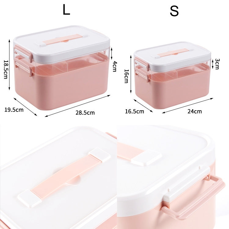 Household Portable Cosmetic Finishing Storage Box Large-capacity Family Safety Emergency Storage Box Double-layer Medicine Case, Size:L-28.5x19.5x18.5cm