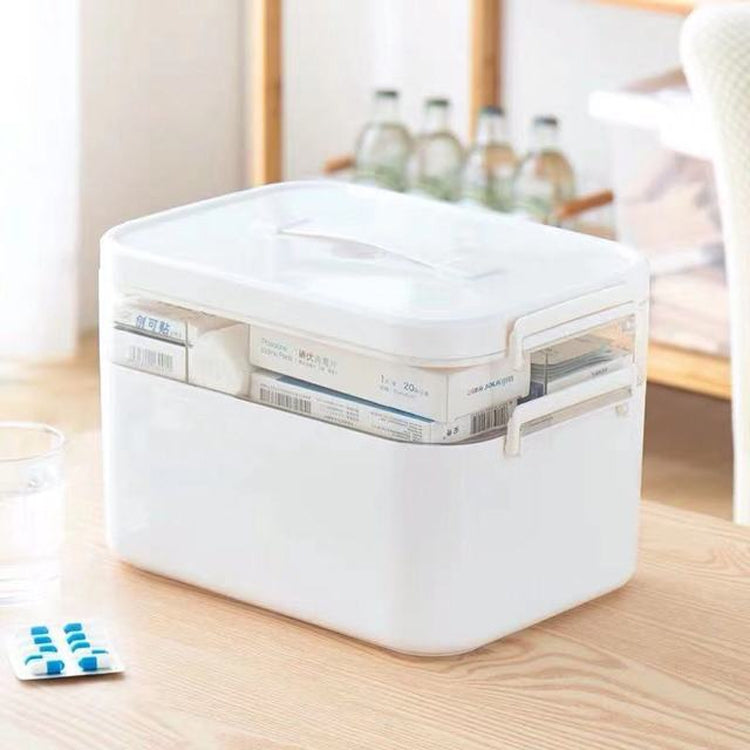 Household Portable Cosmetic Finishing Storage Box Large-capacity Family Safety Emergency Storage Box Double-layer Medicine Case, Size:L-28.5x19.5x18.5cm