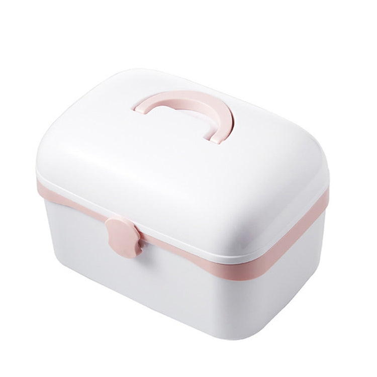Multifunctional Dustproof Jewelry Cosmetic Plastic Box Household Portable Medicine Box Case, Size:L 27.5x19x18cm(White)