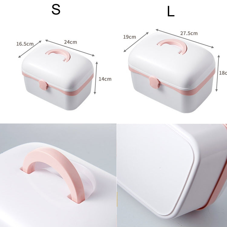 Multifunctional Dustproof Jewelry Cosmetic Plastic Box Household Portable Medicine Box Case, Size:L 27.5x19x18cm(White)
