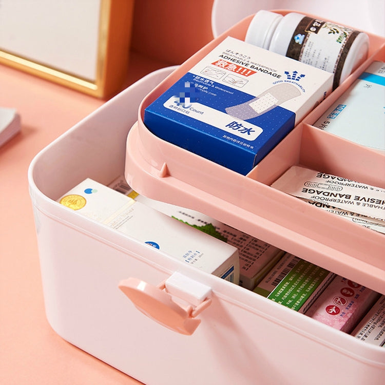 Multifunctional Dustproof Jewelry Cosmetic Plastic Box Household Portable Medicine Box Case, Size:L 27.5x19x18cm(White)