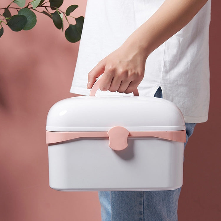 Multifunctional Dustproof Jewelry Cosmetic Plastic Box Household Portable Medicine Box Case, Size:L 27.5x19x18cm(White)