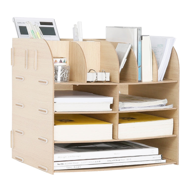 Wooden Office Storage Box Multi-layer Office File Rack Desktop File Cabinet