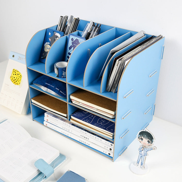 Wooden Office Storage Box Multi-layer Office File Rack Desktop File Cabinet