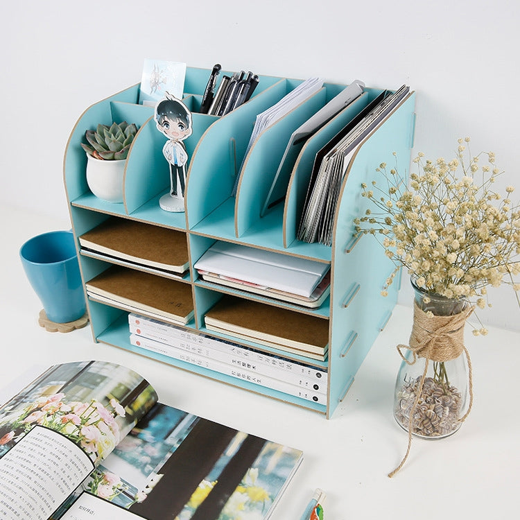Wooden Office Storage Box Multi-layer Office File Rack Desktop File Cabinet