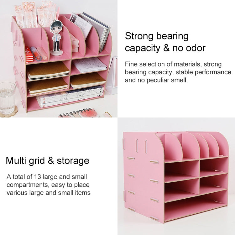 Wooden Office Storage Box Multi-layer Office File Rack Desktop File Cabinet