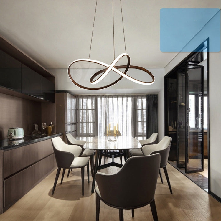 Simple and Creative Personality LED Living Room Bedroom Dining Room Chandelier, Diameter: 50cm, Light Color:Dimmable with Remote(Coffee)