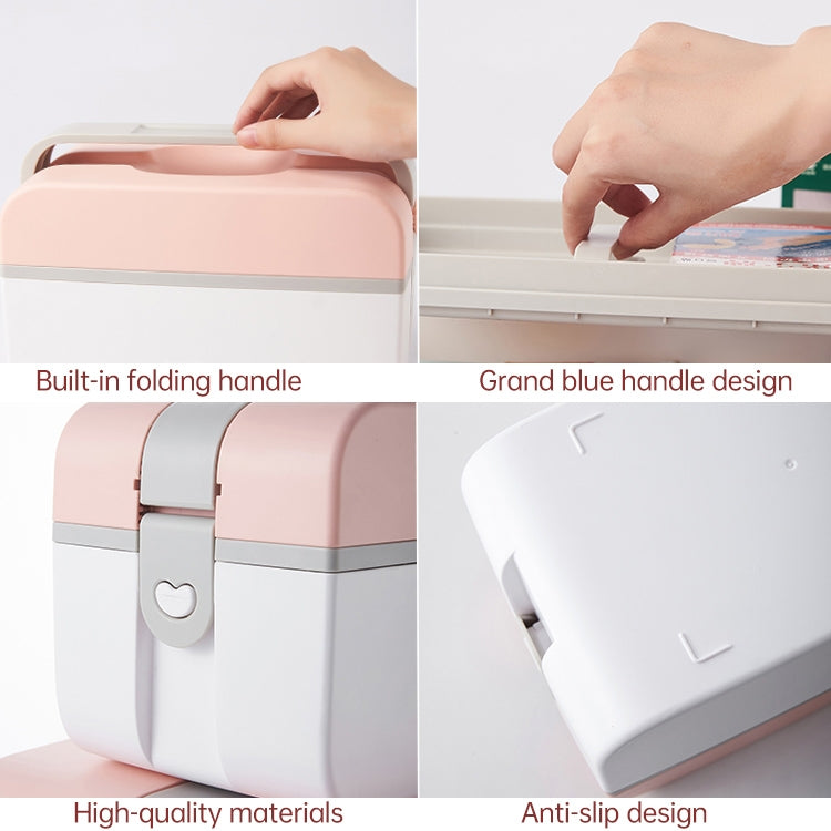 Multifunctional Household Dustproof Family Safety Emergency Storage Box Double-layer Medicine Case, Size:L