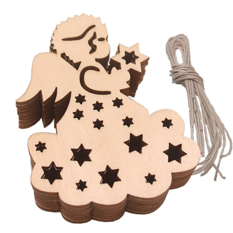 10pcs/set Wood Hollow Carved Christmas Tree Pendants Home Decoration Hotel DIY Holiday Decoration Gifts