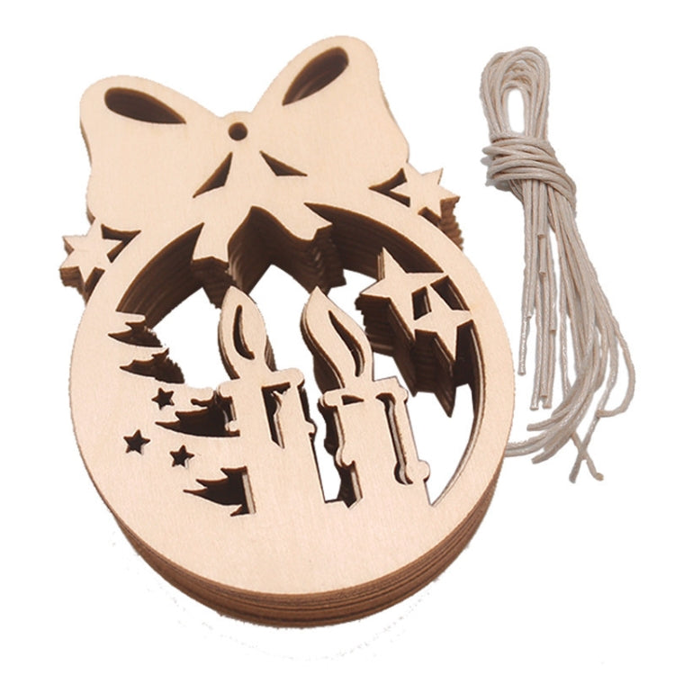 10pcs/set Wood Hollow Carved Christmas Tree Pendants Home Decoration Hotel DIY Holiday Decoration Gifts