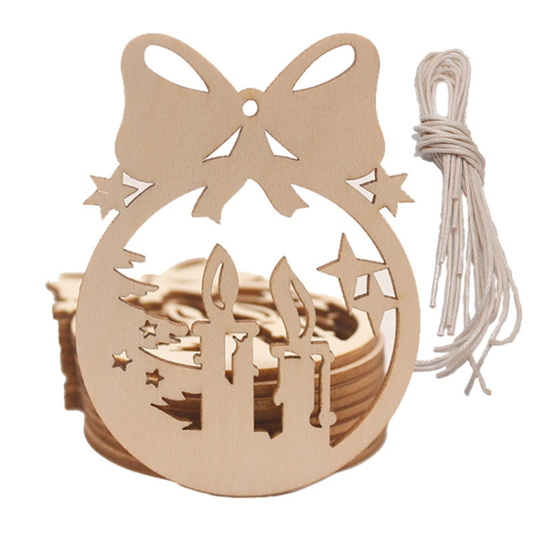 10pcs/set Wood Hollow Carved Christmas Tree Pendants Home Decoration Hotel DIY Holiday Decoration Gifts