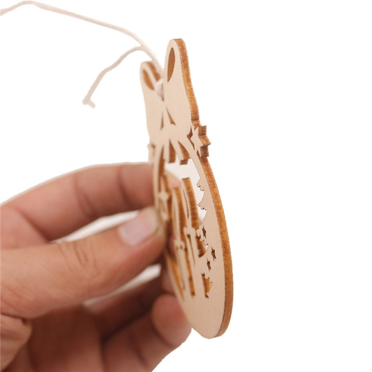 10pcs/set Wood Hollow Carved Christmas Tree Pendants Home Decoration Hotel DIY Holiday Decoration Gifts