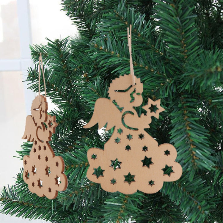 10pcs/set Wood Hollow Carved Christmas Tree Pendants Home Decoration Hotel DIY Holiday Decoration Gifts