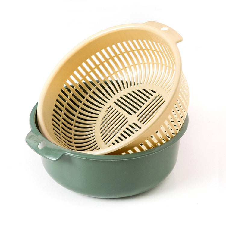 Double-Layer Hollow Fruit & Vegetable Drain Basket Household Plastic Vegetable Washing Basket, Size:Small