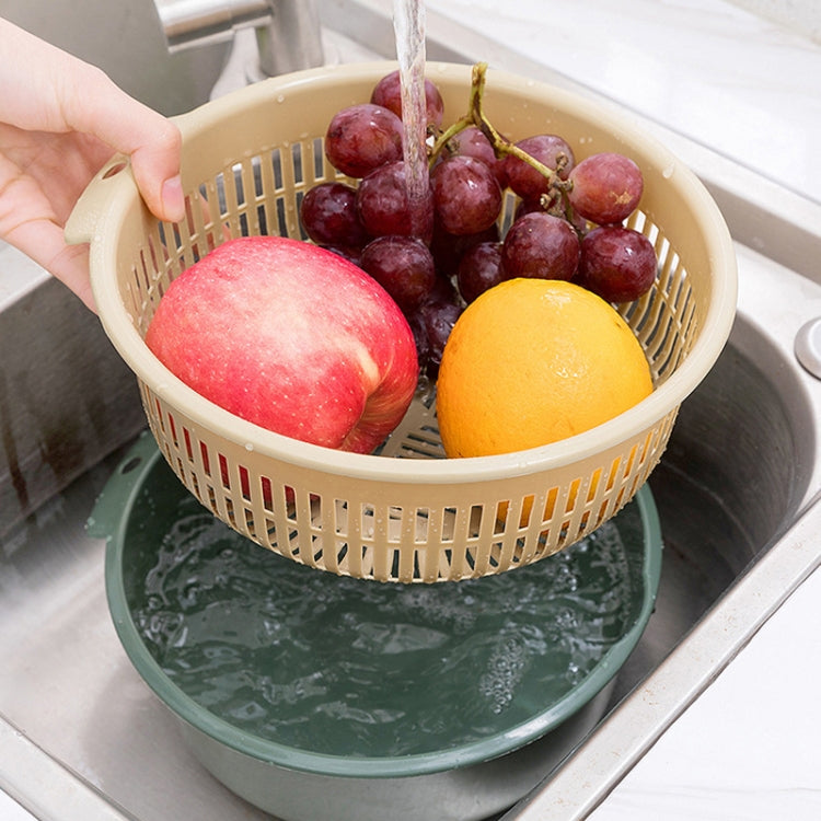 Double-Layer Hollow Fruit & Vegetable Drain Basket Household Plastic Vegetable Washing Basket, Size:Small