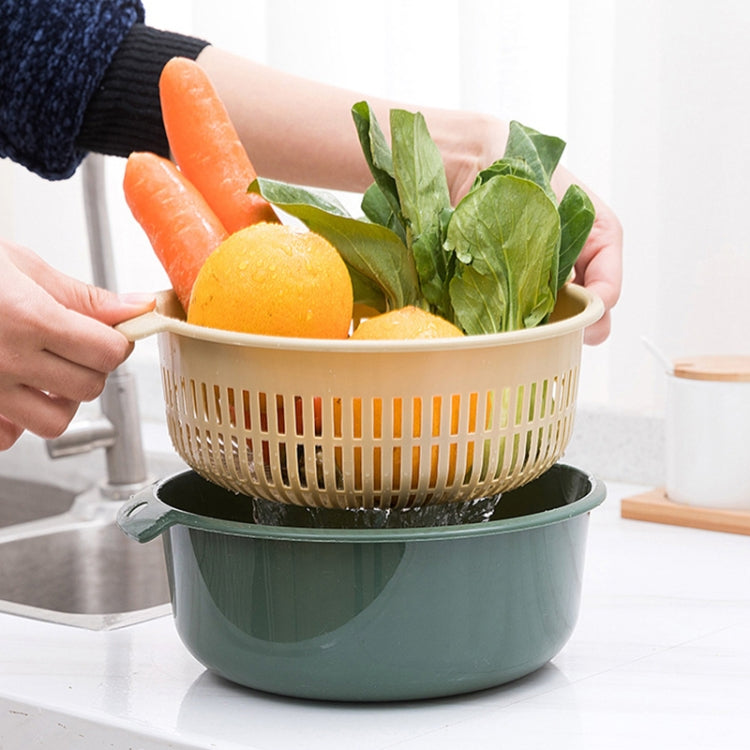 Double-Layer Hollow Fruit & Vegetable Drain Basket Household Plastic Vegetable Washing Basket, Size:Small