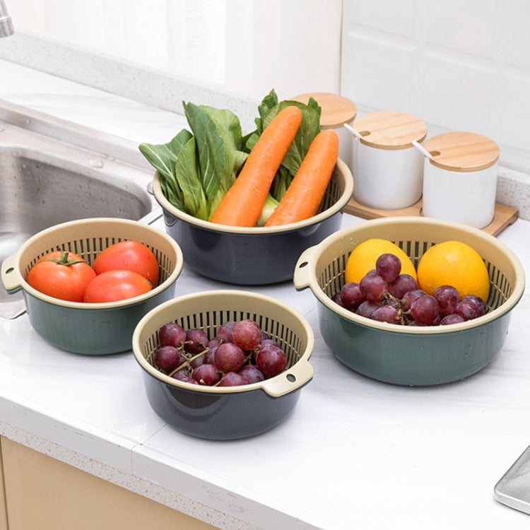 Double-Layer Hollow Fruit & Vegetable Drain Basket Household Plastic Vegetable Washing Basket, Size:Small