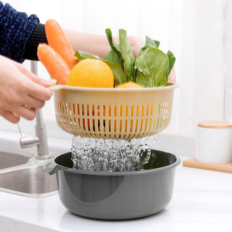 Double-Layer Hollow Fruit & Vegetable Drain Basket Household Plastic Vegetable Washing Basket, Size:Small