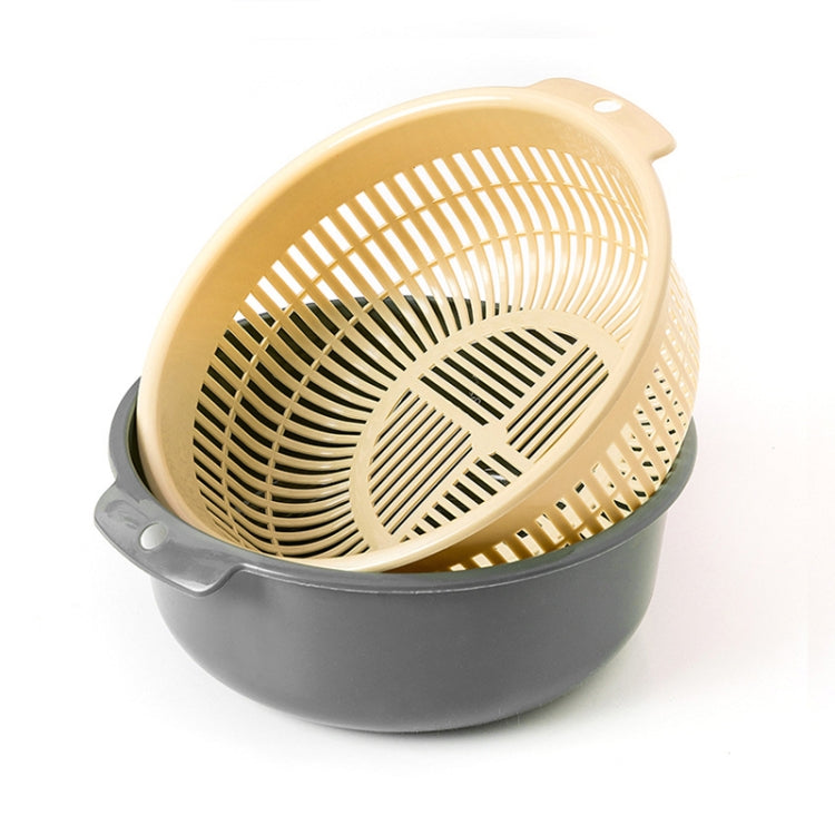 Double-Layer Hollow Fruit & Vegetable Drain Basket Household Plastic Vegetable Washing Basket, Size:Small