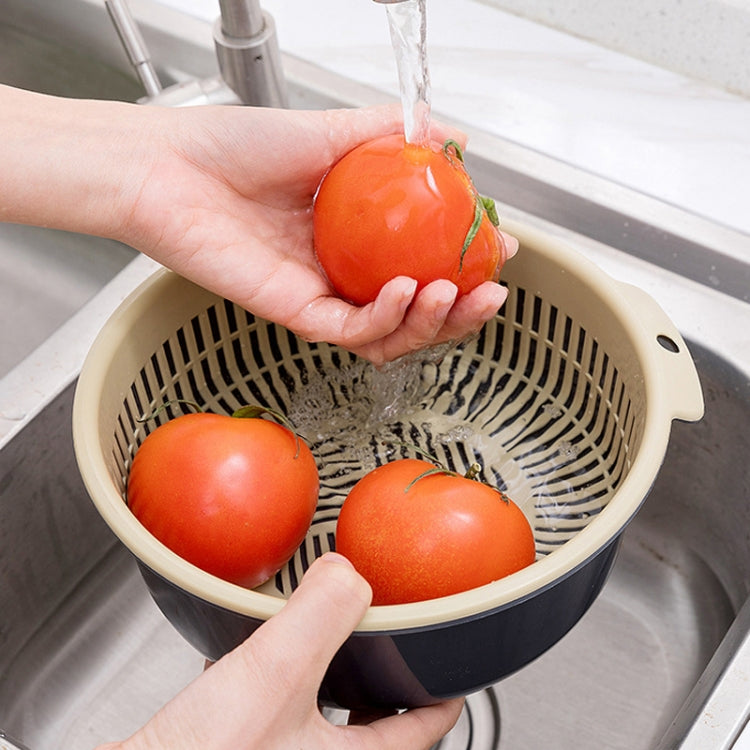 Double-Layer Hollow Fruit & Vegetable Drain Basket Household Plastic Vegetable Washing Basket, Size:Small