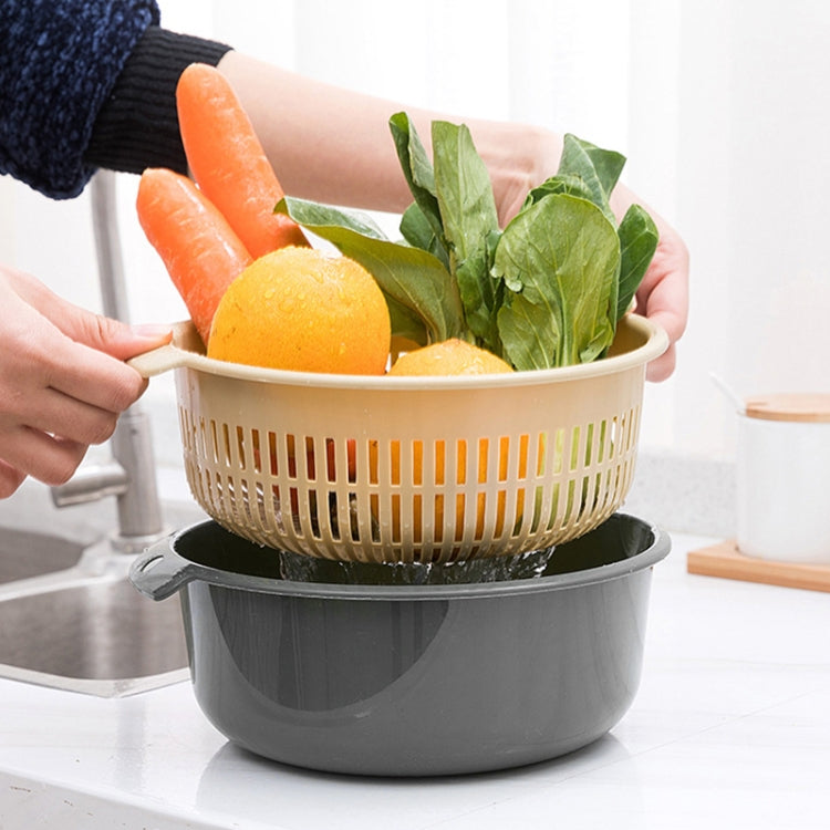 Double-Layer Hollow Fruit & Vegetable Drain Basket Household Plastic Vegetable Washing Basket, Size:Small