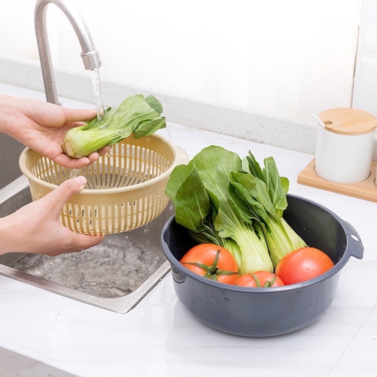 Double-Layer Hollow Fruit & Vegetable Drain Basket Household Plastic Vegetable Washing Basket, Size:Small