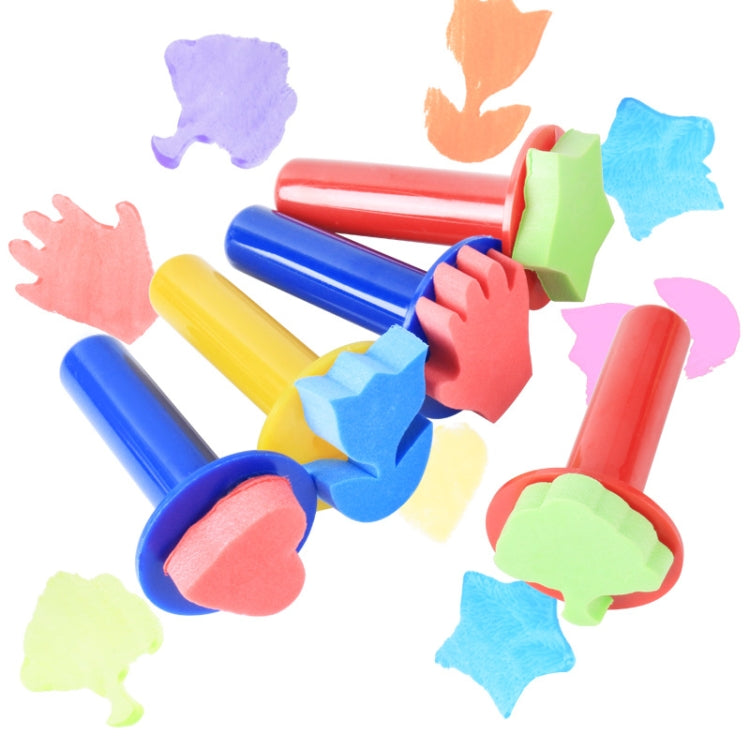 5 Packs Children Painting Art DIY Brush Sponge Stamp(Long Handle)