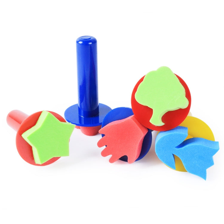 5 Packs Children Painting Art DIY Brush Sponge Stamp(Long Handle)