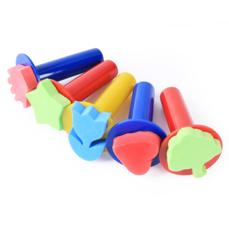 5 Packs Children Painting Art DIY Brush Sponge Stamp(Long Handle)