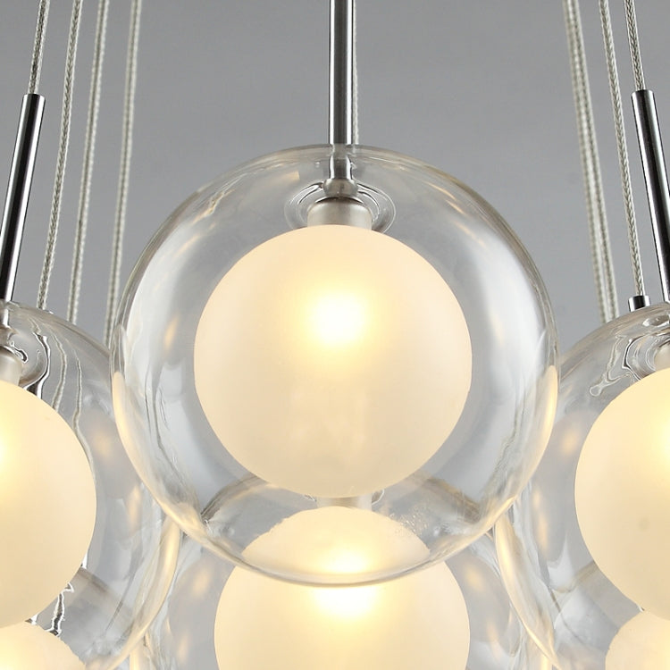 Modern LED Chandelier Living Room Hanging Lights Home Deco Lighting Dining Room Fixtures Nordic Bedroom Glass Ball Pendant Lamps, Lamp Diameter:Nineteen Heads 12cm