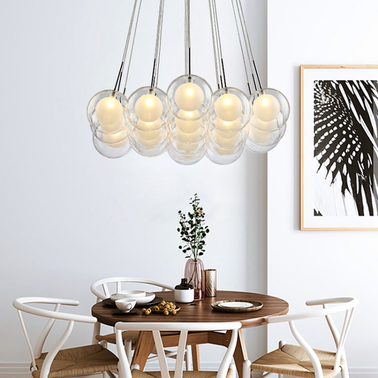 Modern LED Chandelier Living Room Hanging Lights Home Deco Lighting Dining Room Fixtures Nordic Bedroom Glass Ball Pendant Lamps, Lamp Diameter:Twenty Five Heads 12cm