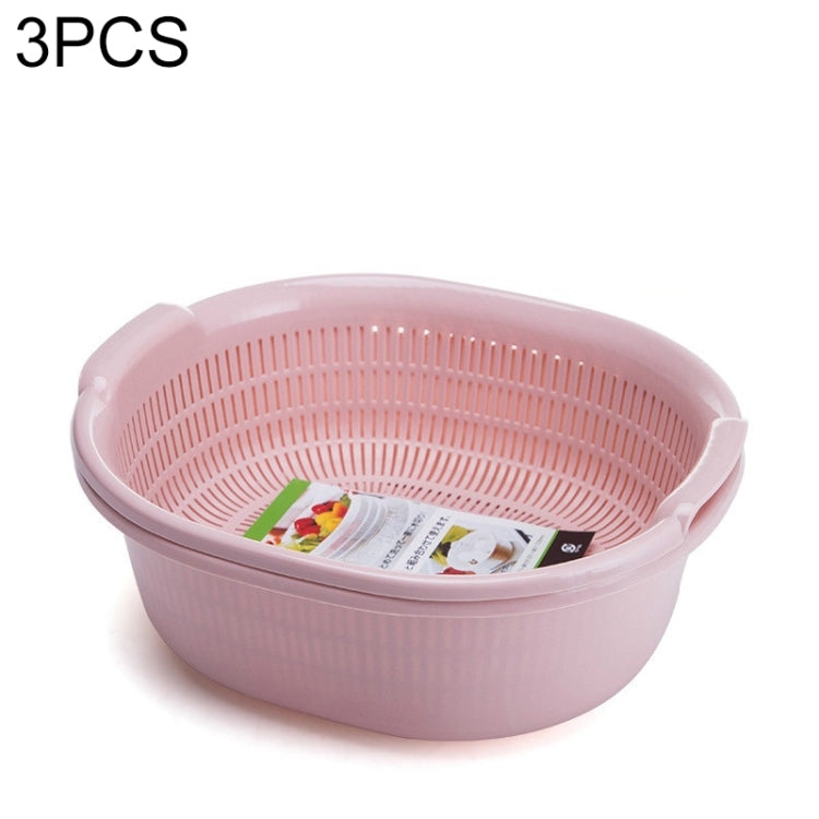 3 PCS Double-Layer Vegetable Washing & Draining Basket Kitchen Fruit & Vegetable Storage Basket