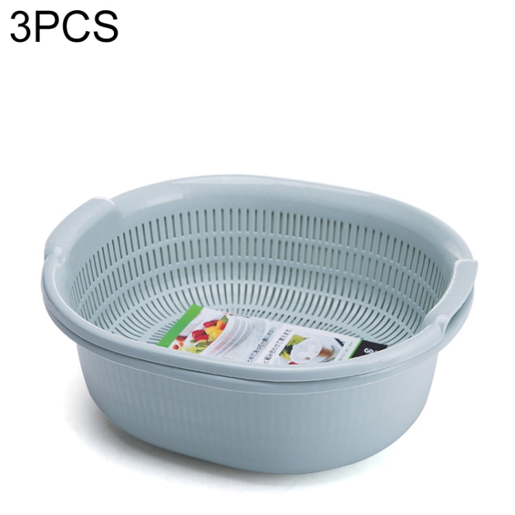 3 PCS Double-Layer Vegetable Washing & Draining Basket Kitchen Fruit & Vegetable Storage Basket