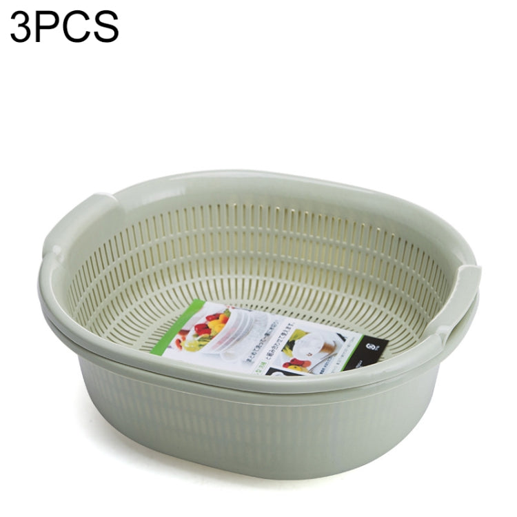 3 PCS Double-Layer Vegetable Washing & Draining Basket Kitchen Fruit & Vegetable Storage Basket