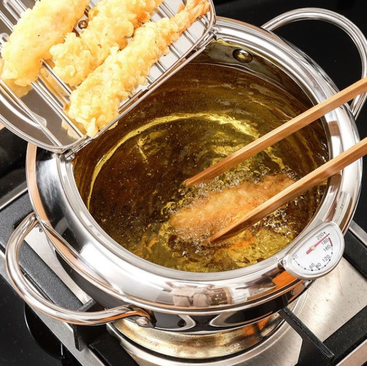 201 Stainless Steel Fryer Pot Household Temperature-controlled Multifunctional Thickening Pot, Size:24cm