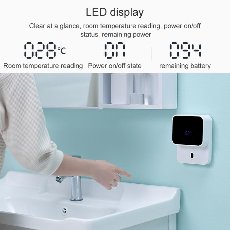 Wall-Mounted LED Smart Sensor Hand Washing Machine  Automatic Sensor Foam Soap Dispenser With Room Temperature Display Function
