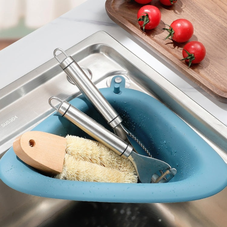 6 PCS Fruit Vegetable Cleaning Draining Triangle Storage Basket Sink Multifunctional Tableware Sponge Wipe Rack