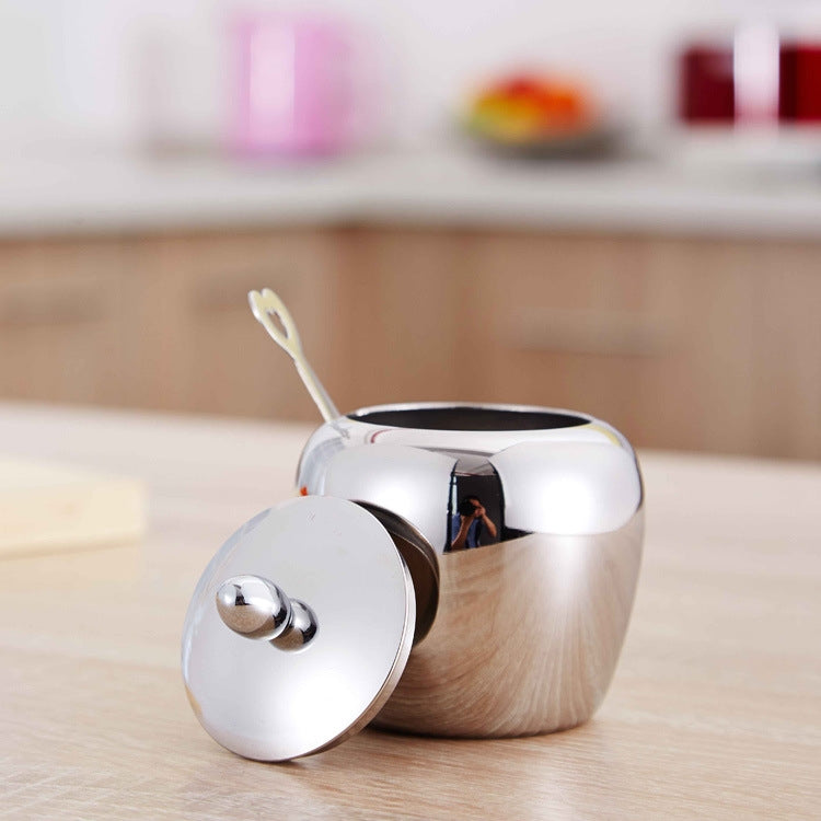 Stainless Steel Apple Single-Head Seasoning Box With Spoon