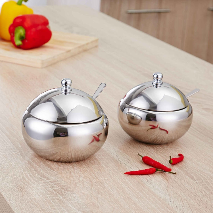 Stainless Steel Round Seasoning Jar With Spoon, Specification: Large