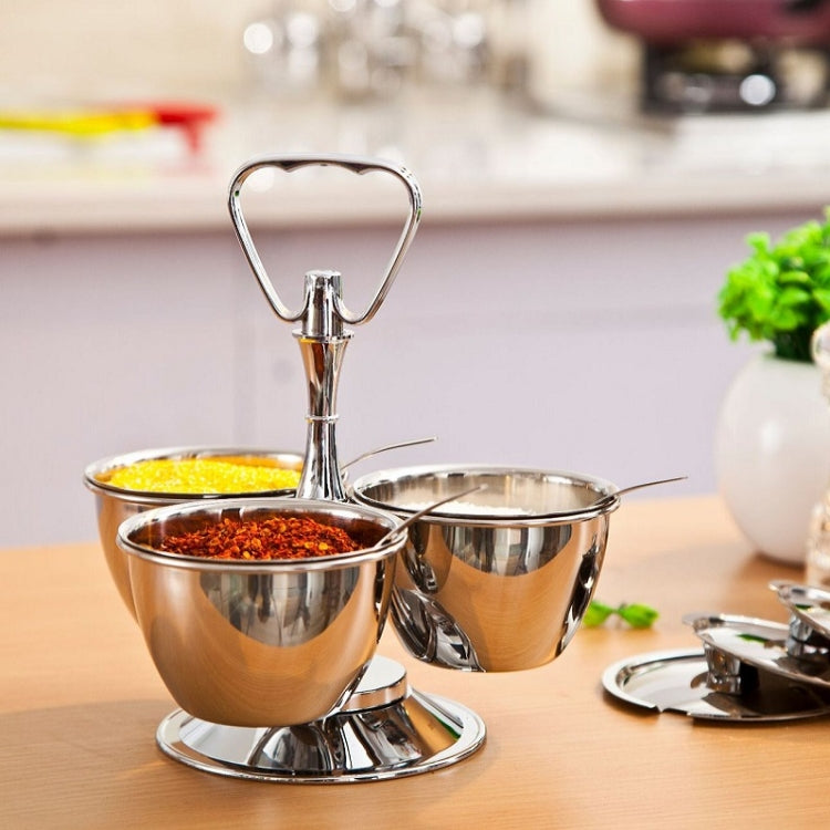 Stainless Steel Rotating Seasoning Pot Set, Specification: Three-piece Set