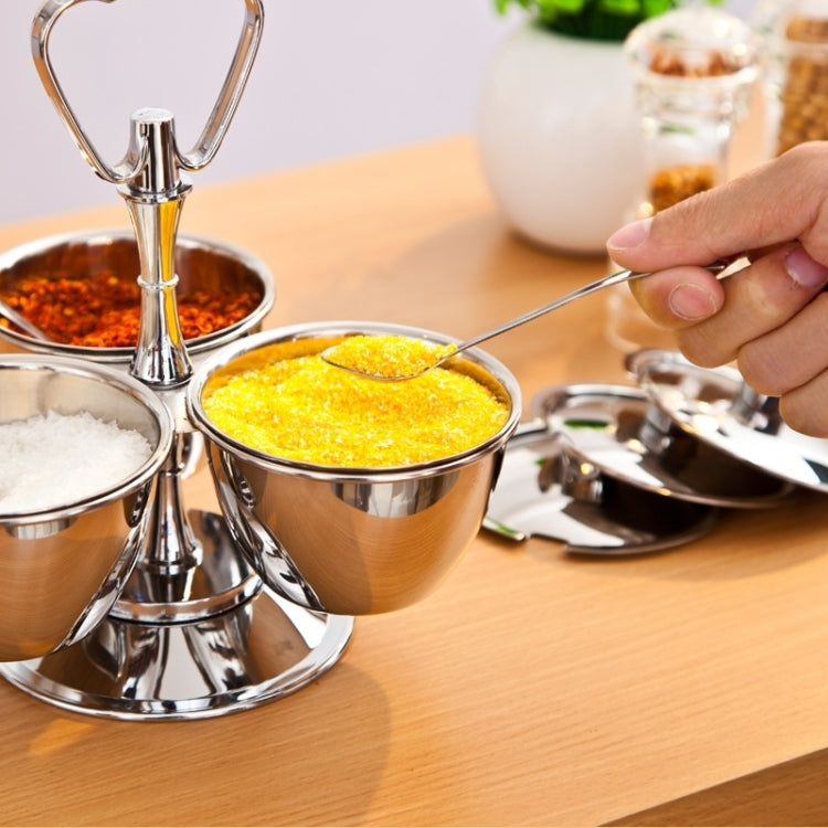 Stainless Steel Rotating Seasoning Pot Set, Specification: Three-piece Set