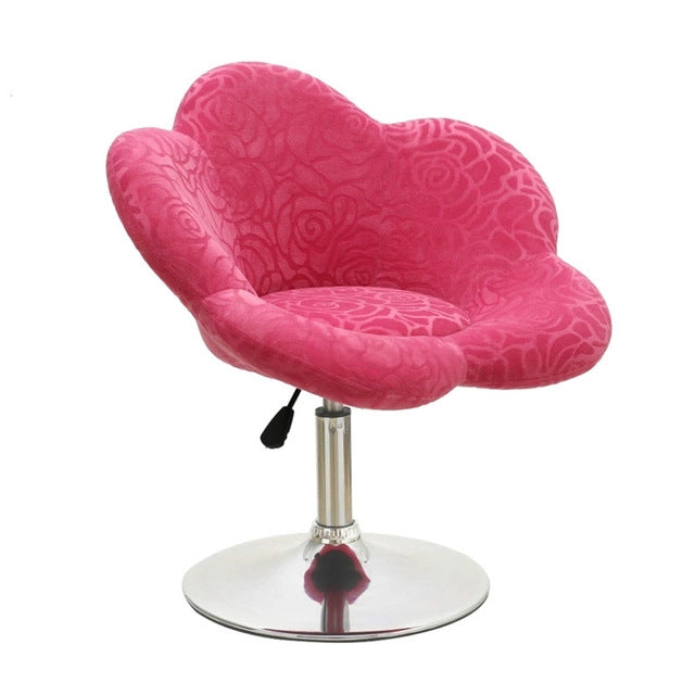 Printed Velvet Leisure Bar Counter Bedroom Lift Swivel Chair Plum Flower Shaped Chair
