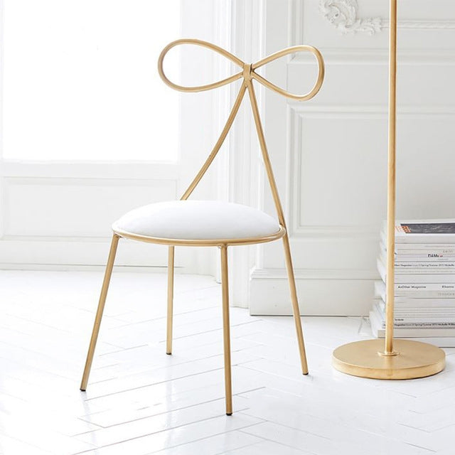 Fashion Nordic Bar Leisure Stool Modern Dining Party Seat with Bow Shape Backrest Chair