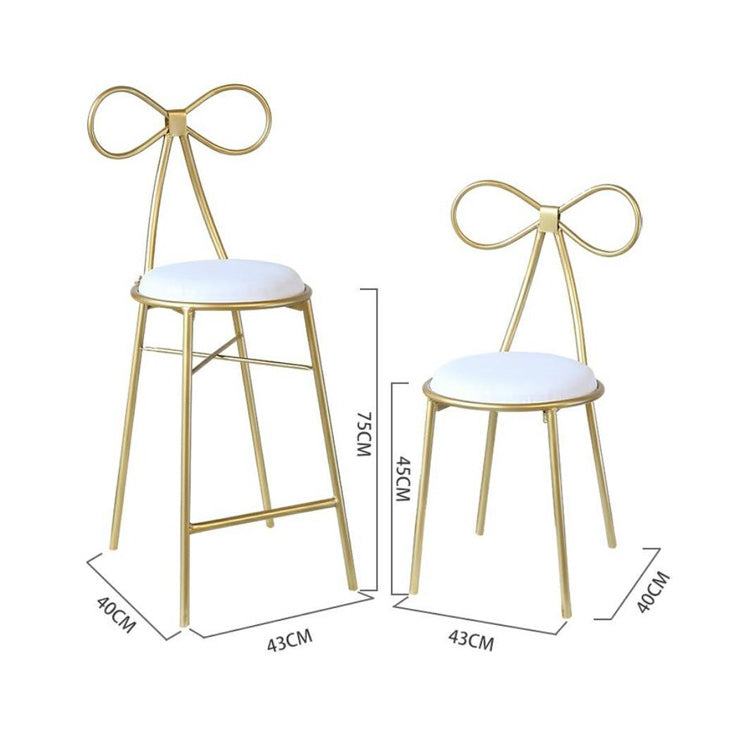 Fashion Nordic Bar Leisure Stool Modern Dining Party Seat with Bow Shape Backrest Chair