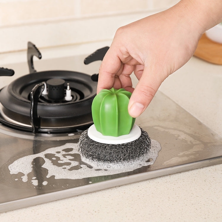 6 PCS Cactus Kitchen Cleaning Supplies Wire With Handle Powerful Decontamination Pot Brush, Material:PP Ball