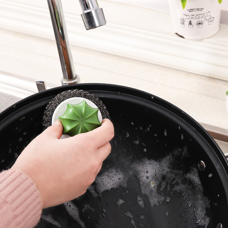 6 PCS Cactus Kitchen Cleaning Supplies Wire With Handle Powerful Decontamination Pot Brush, Material:PP Ball