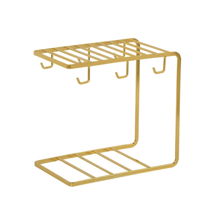 Coffee Cup Cup Holder Wrought Iron Drain Cup Holder Household Cup Storage Rack Upside Down Drain Cup Holder, Color:Gold