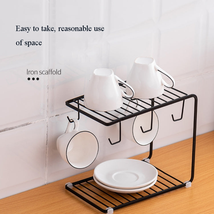 Coffee Cup Cup Holder Wrought Iron Drain Cup Holder Household Cup Storage Rack Upside Down Drain Cup Holder, Color:Gold