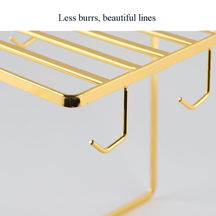 Coffee Cup Cup Holder Wrought Iron Drain Cup Holder Household Cup Storage Rack Upside Down Drain Cup Holder, Color:Gold