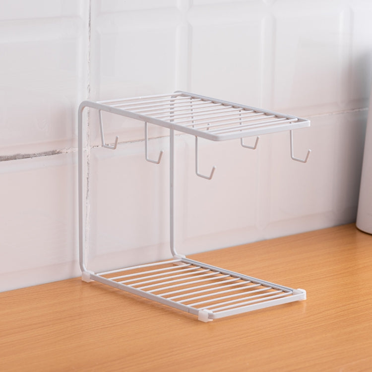 Coffee Cup Cup Holder Wrought Iron Drain Cup Holder Household Cup Storage Rack Upside Down Drain Cup Holder, Color:White